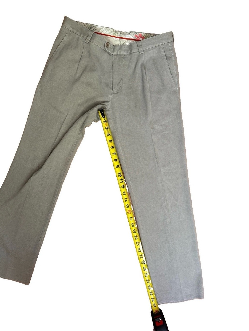Tommy Bahama Men's Light Olive Silk Dress Pants - Sleek Flat Front - Picture 2 of 8